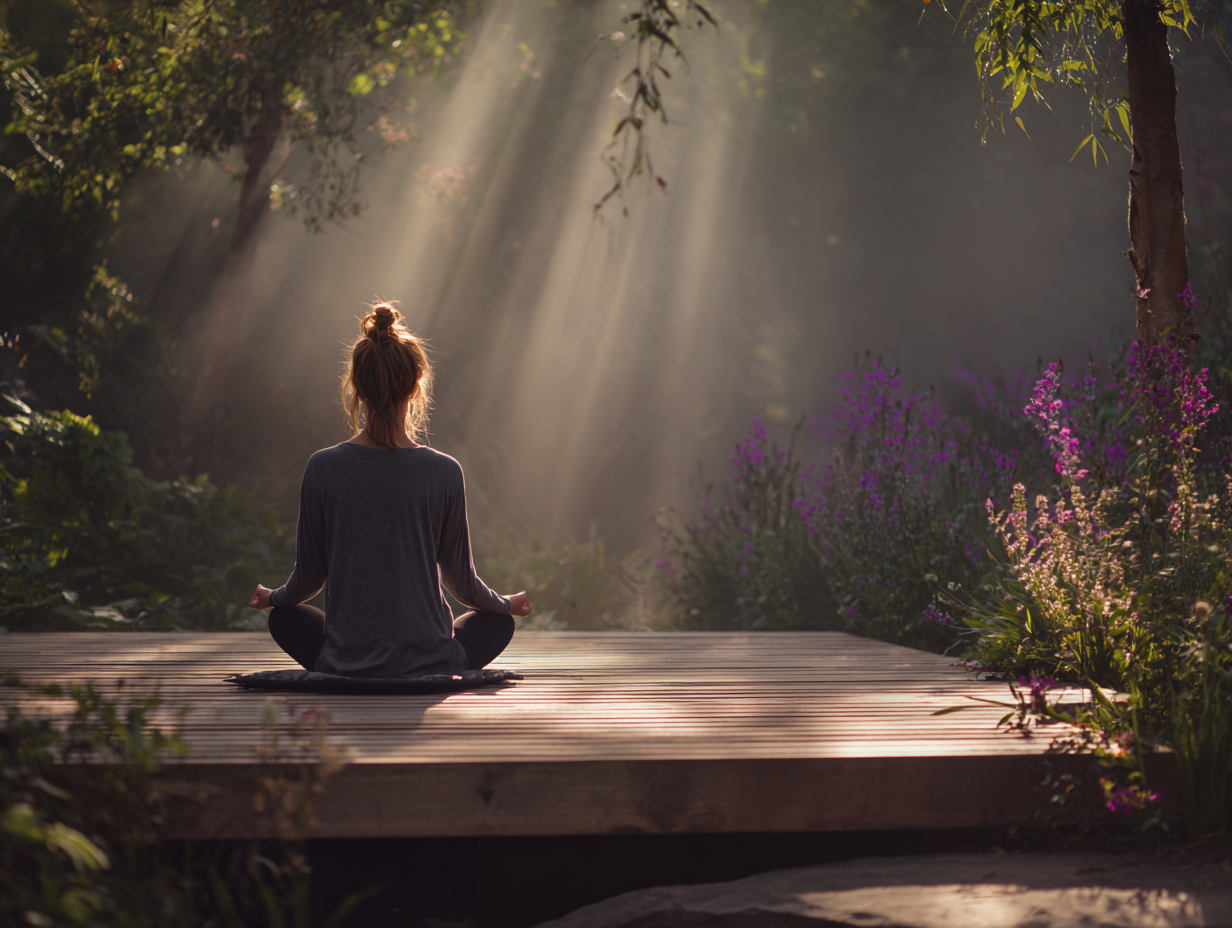 Група людей практикує йогу на природі